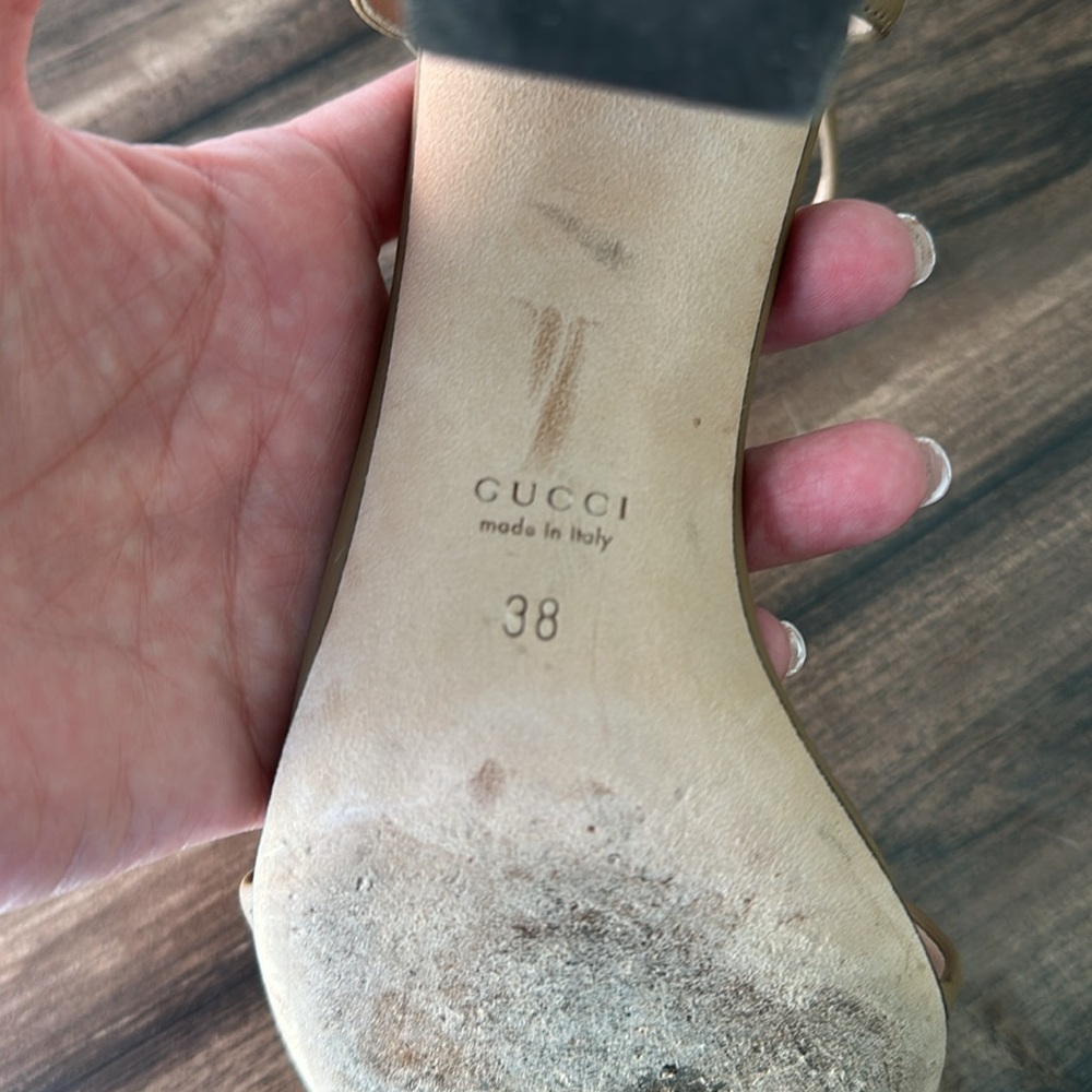 Gucci Taupe Block Heel Horse Bit - Picture 2 of 9